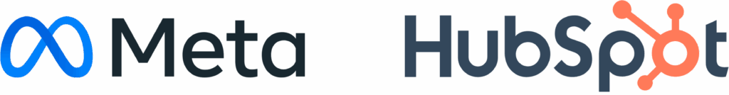 Meta logo and Hubspot logo