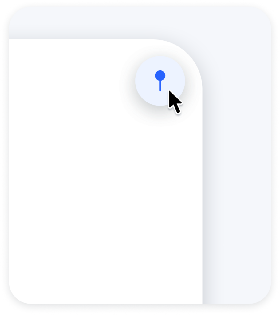 Cursor clicking a circular light-blue toggle button on a white UI card.